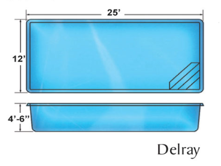 Delray small fiberglass rectangular pool designs