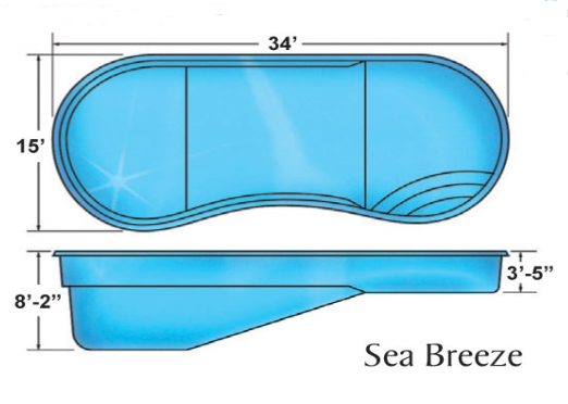 Sea Breeze kidney large fiberglass pool designs
