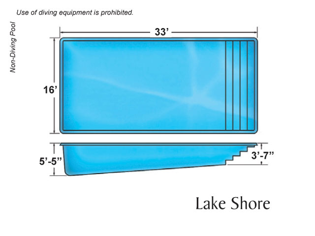 Rectangular fiberglass pool Lake Shore