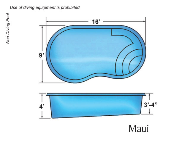 Kidney shaped fiberglass pool Maui