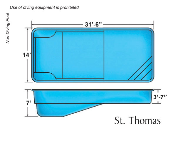Rectangular Fiberglass Swimming Pools St. Thomas