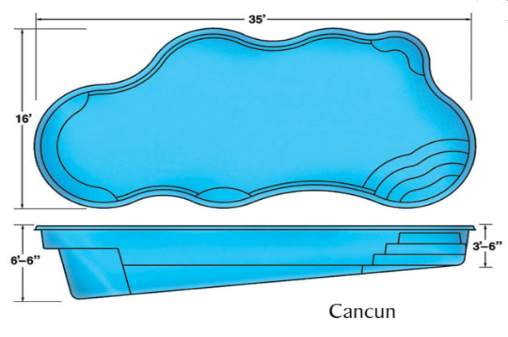Cancun Free Form large fiberglass pool designs