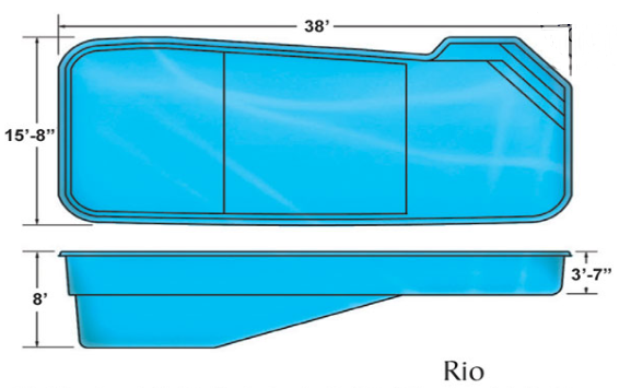 Rio large custom fiberglass pool designs