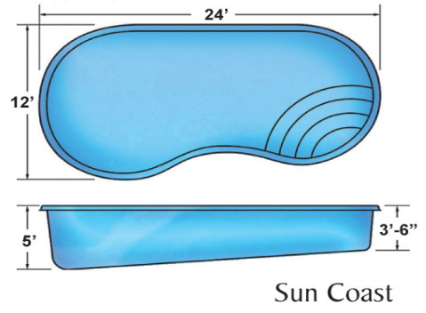Sun Coast kidney small fiberglass pool designs