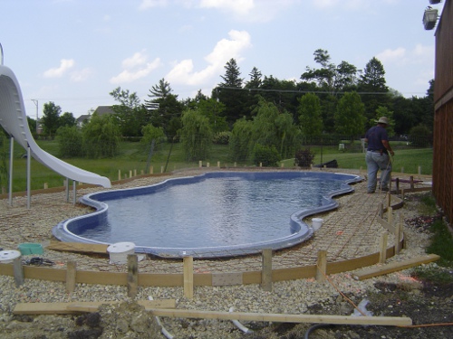 Forms set for pool deck