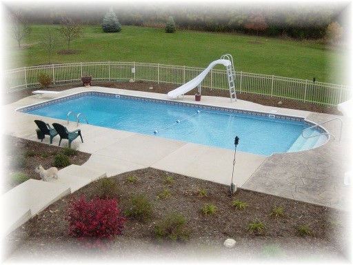 finished pool with fence