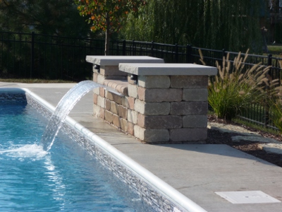 swimming pool with waterfall feature