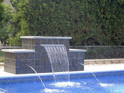 Pool Tile Waterfall with spouts Oswego, IL